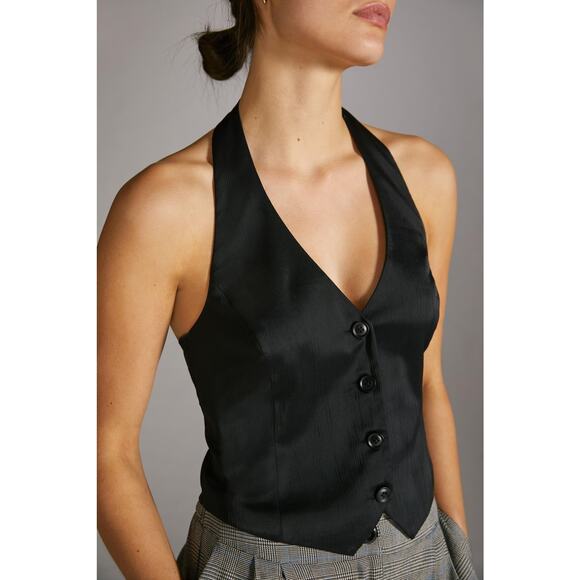 Anthropologie Current Air Sleek Black Halter Vest - New XL - Picture 1 of 7